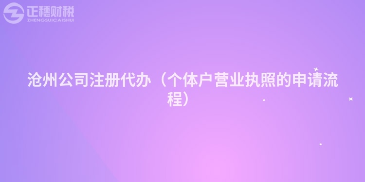 沧州公司注册代办（个体户营业执照的申请流程）