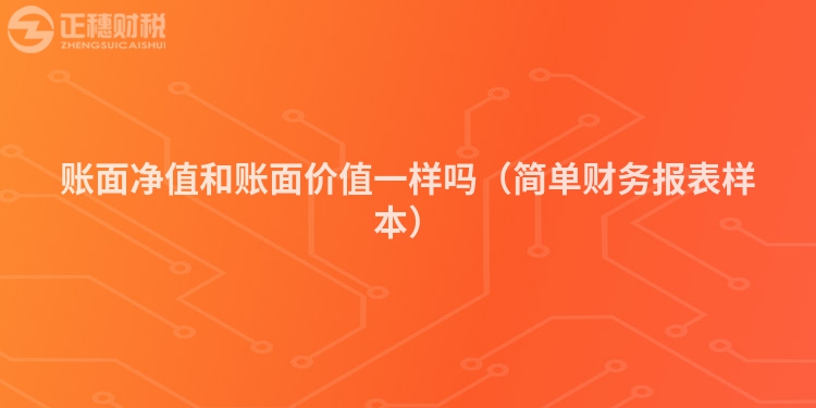 账面净值和账面价值一样吗（简单财务报表样本）