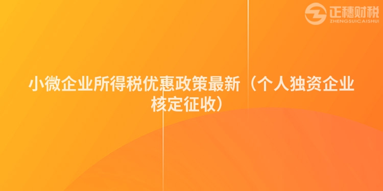 小微企业所得税优惠政策最新（个人独资企业核定征收）