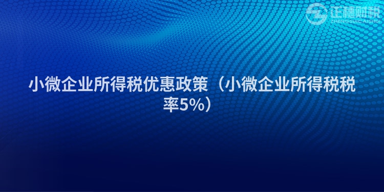 小微企业所得税优惠政策（小微企业所得税税率5%）