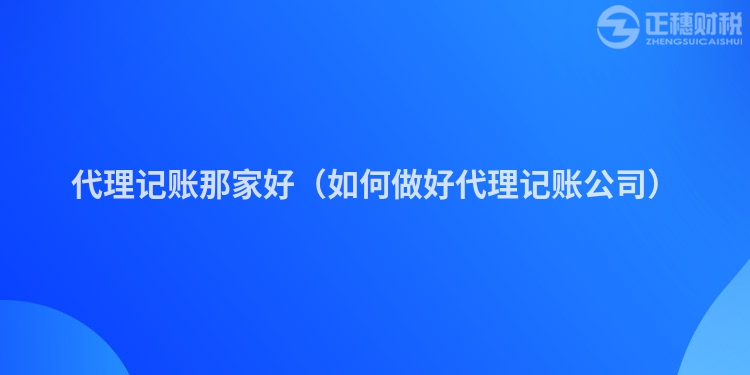代理记账那家好（如何做好代理记账公司）