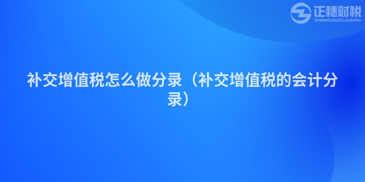 补交增值税怎么做分录（补交增值税的会计分录）