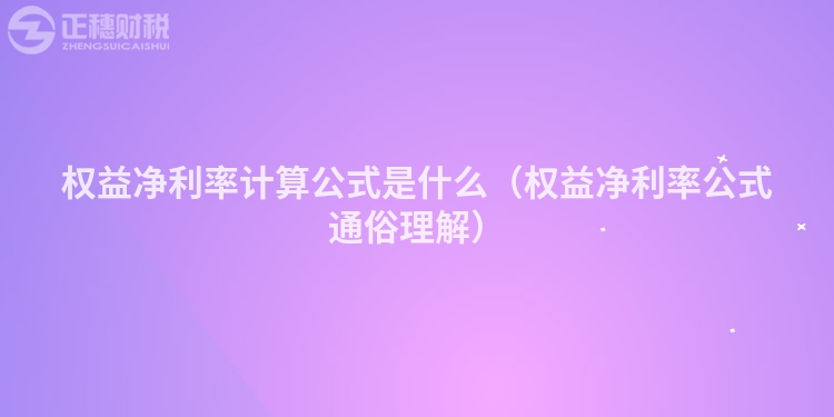 权益净利率计算公式是什么（权益净利率公式通俗理解）