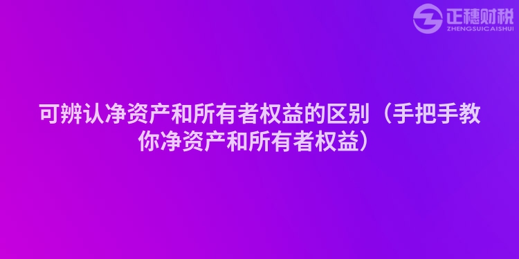 可辨认净资产和所有者权益的区别（手把手教你净资产和所有者权益）