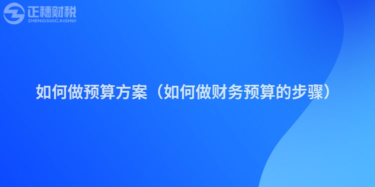 如何做预算方案（如何做财务预算的步骤）