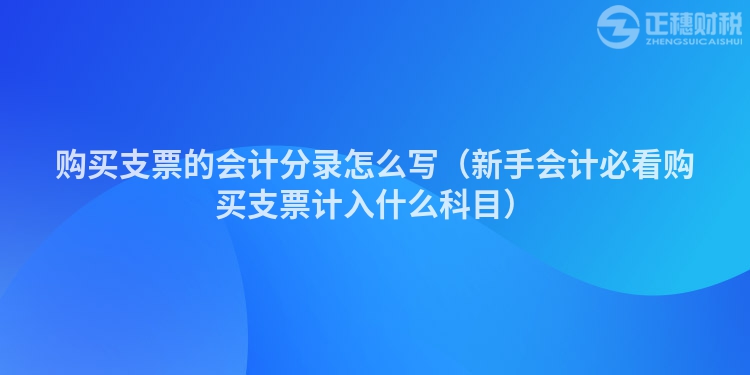 购买支票的会计分录怎么写（新手会计必看购买支票计入什么科目）