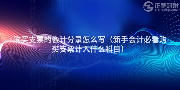 购买支票的会计分录怎么写（新手会计必看购买支票计入什么科目）
