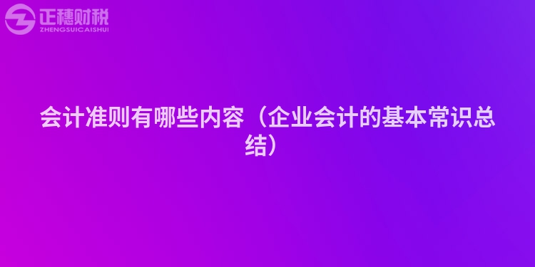 会计准则有哪些内容（企业会计的基本常识总结）