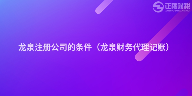 龙泉注册公司的条件（龙泉财务代理记账）